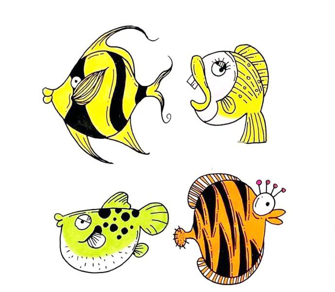 鱼的彩色简笔画图片1