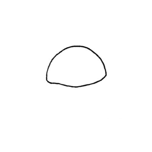 1.先画一个不规则的半圆作为面包的上层。