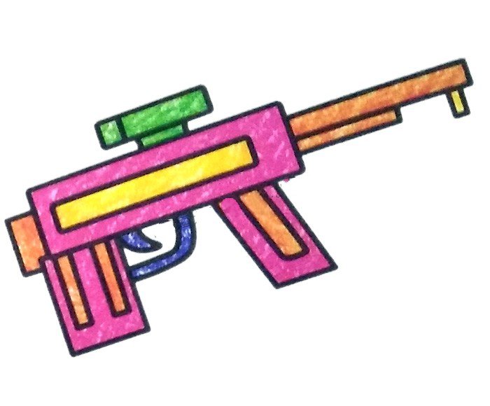 玩具冲锋枪填色图片