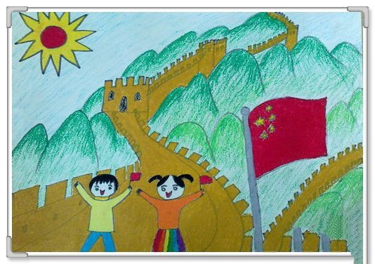 小孩站在长城上的简笔画