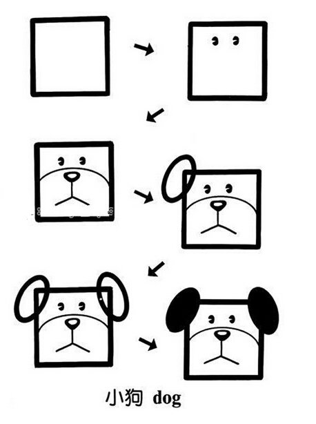 小狗头像简笔画教程