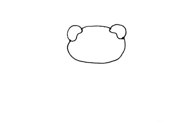 第二步：接着画上一个大大的椭圆，作为小猪的头部轮廓。