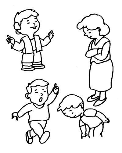 儿童简笔画人物妈妈与孩子