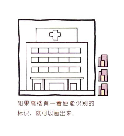 四步画出可爱简笔画 医院高楼