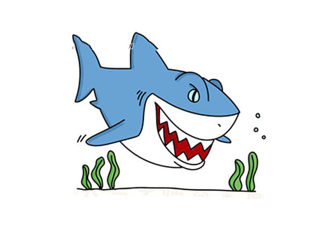 凶猛的鲨鱼简笔画图片1