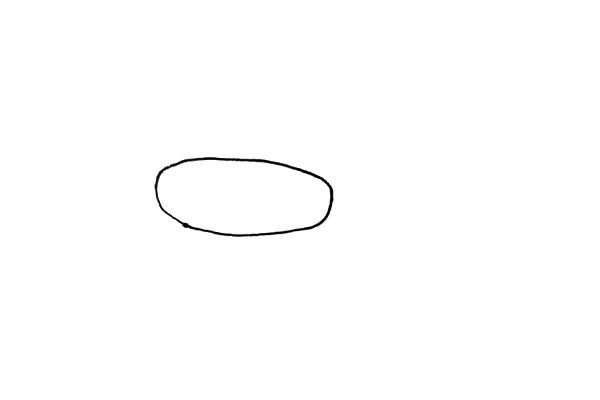 第一步：先画一个椭圆形。