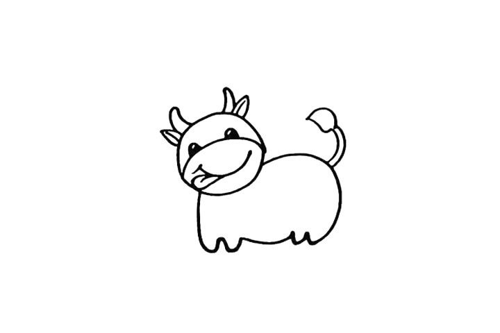 9.在屁股上画出奶牛向上翘着的尾巴。