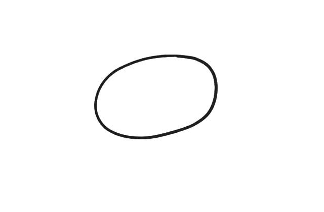 1.首先画出一个椭圆形。