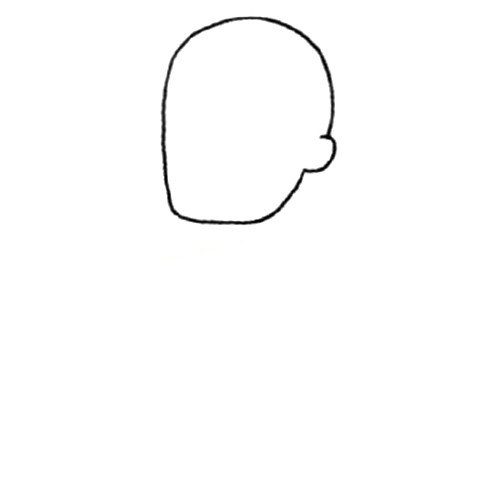 1.先画男青年的头部轮廓