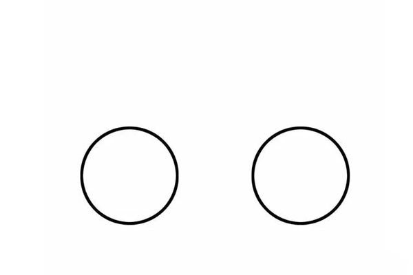 第二步:然后在纸上靠右的位置画另一个圆，这就是自行车的后轮了。