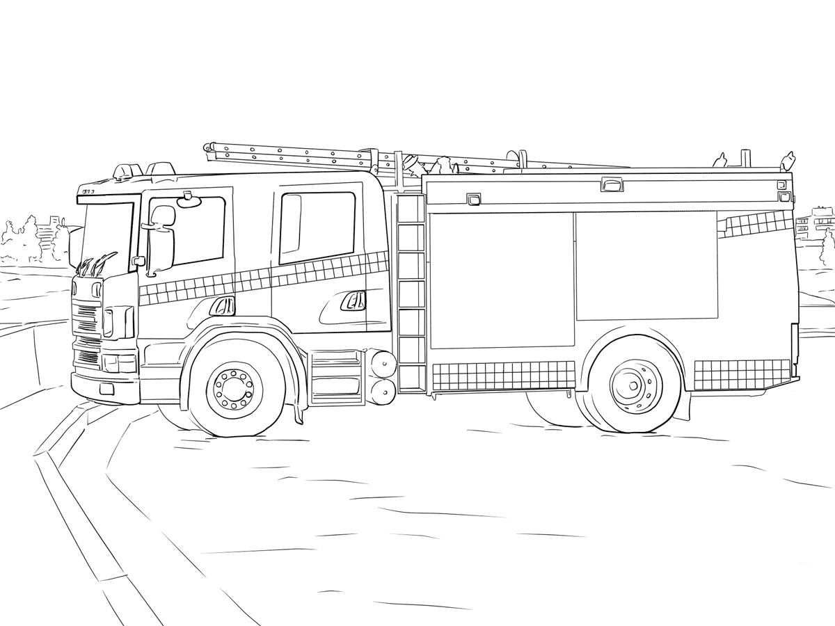 学画消防车