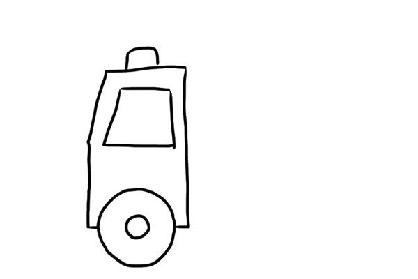 1.先画出消防车的前部分车身。