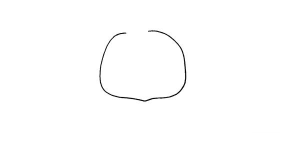 第一步.首先画出一个不规则的圆.是它的头部。