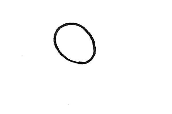 第一步：先画上一个椭圆。