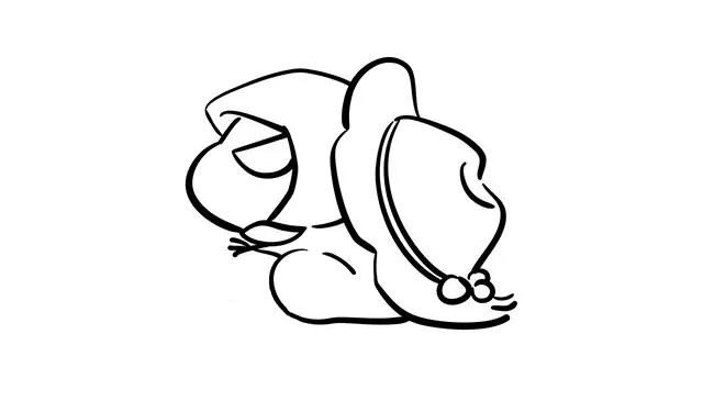 5.接着画出青蛙的手和蹲着的腿，腿看起来很肥哦。