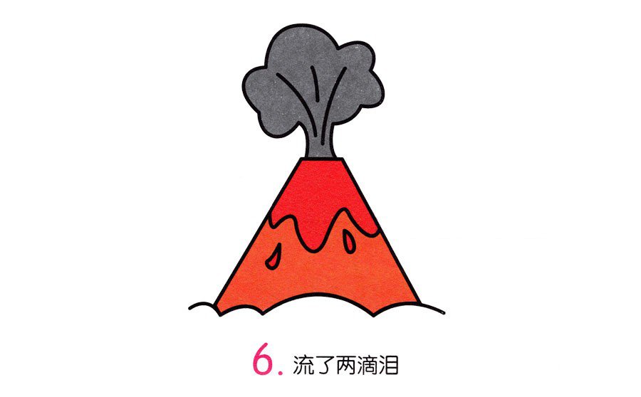 火山喷发简笔画