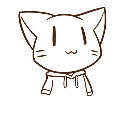 穿卫衣的小猫简笔画