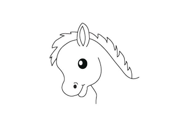 5.用曲线画出小马的脖子和鬃毛。