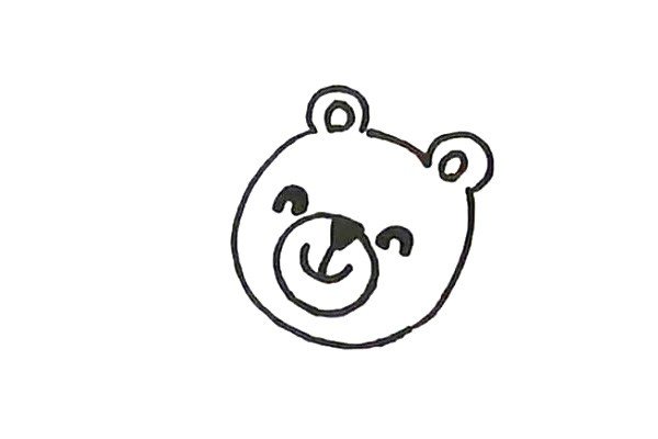 2.接着画小熊的五官表情。