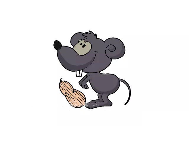 偷吃花生的小老鼠简笔画1