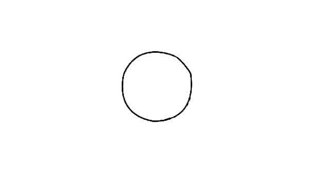 第一步：先画出一个圆圈，圆圈多大取决于山楂多大，在小编看来，山楂越大越好，省的总是需要吐核。