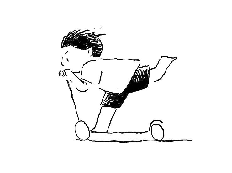 玩滑板车的小男孩简笔画2