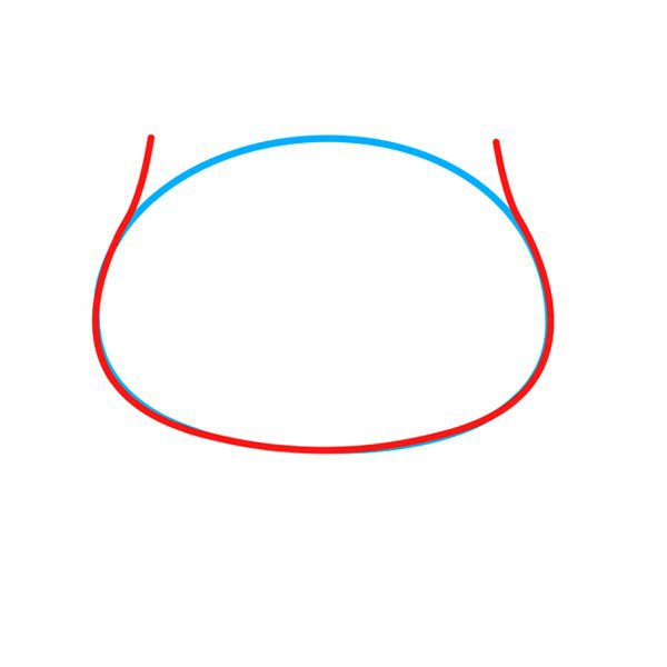 2.在引导线周围画出形状，然后擦掉下面的引导线的部分。