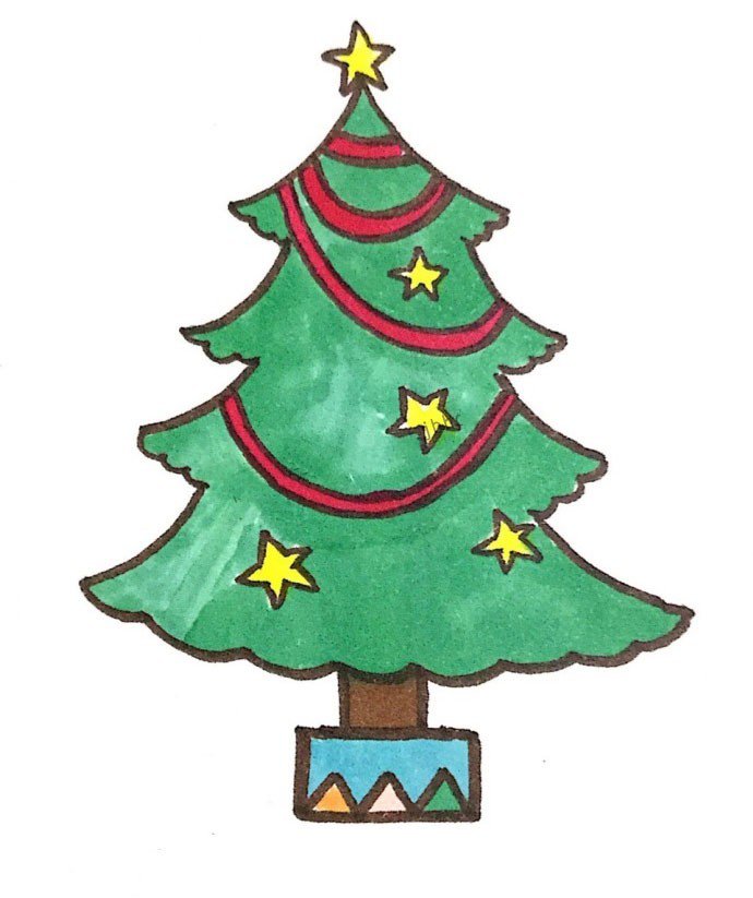 简单漂亮的圣诞树简笔画图片