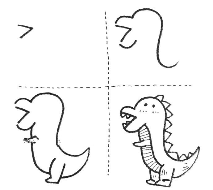 数字7画出恐龙简笔画