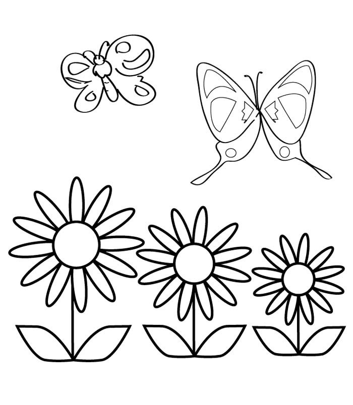 宝宝画的蝴蝶和花
