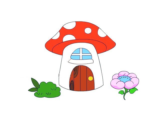 蘑菇房子简笔画2