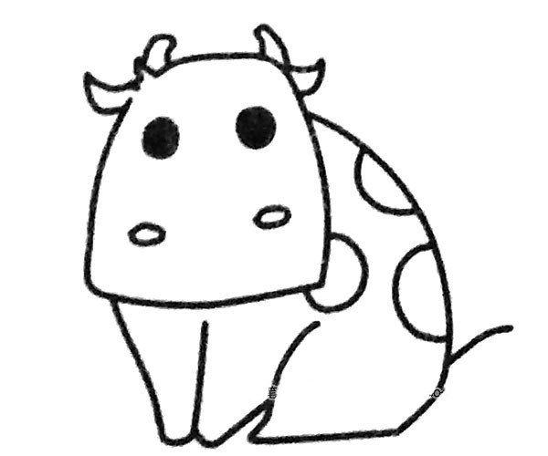 奶牛简笔画步骤4