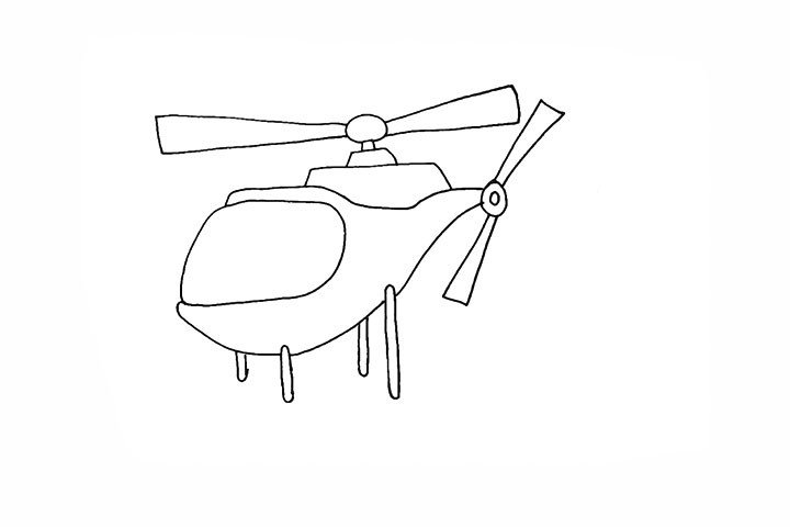 8.然后画出直升机的两片尾桨。