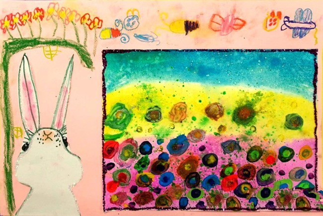 爱画画的小兔子少儿兔子创意画作品分享