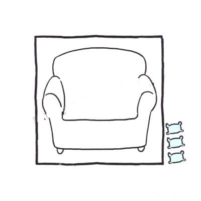 3.画出具体的扶手和沙发的脚。