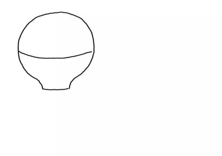 1.先画出一个圆形的热气球伞盖。