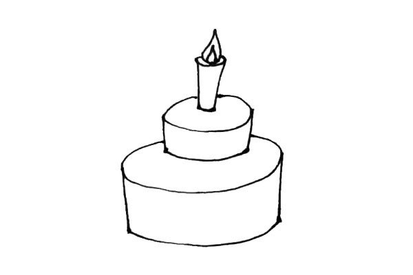 第四步：再重复上面的画法画上一层的蛋糕，当然也可以多画几层。