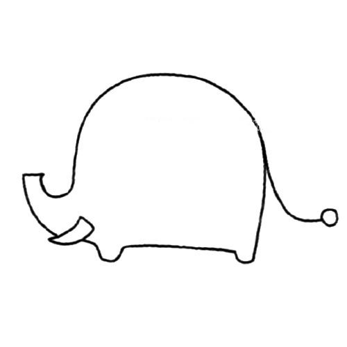 2.再画大象象牙和尾巴。