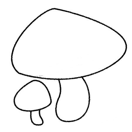 2.再画两个蘑菇柄。
