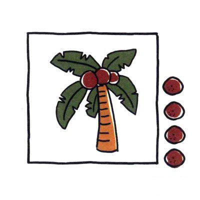 四步画出可爱简笔画 椰子树