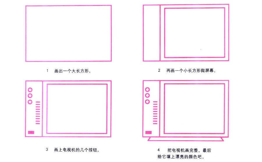 老式电视机简笔画画法