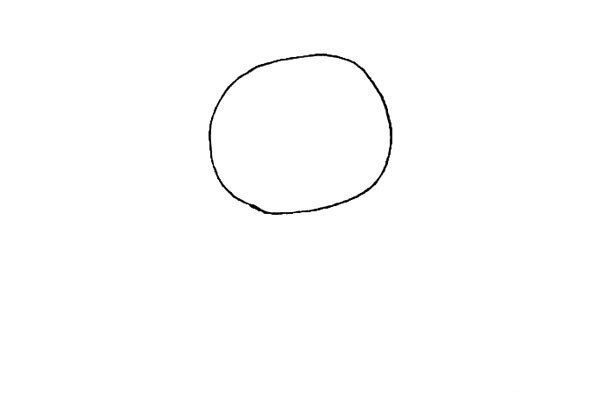 第一步：先画上一个圆形，作为头的外形。