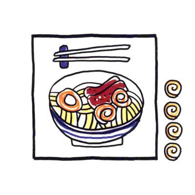4.吃面当然还要筷子啦，面碗花纹画得古朴些。