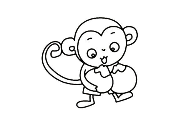 抱着桃子的小猴子图片2