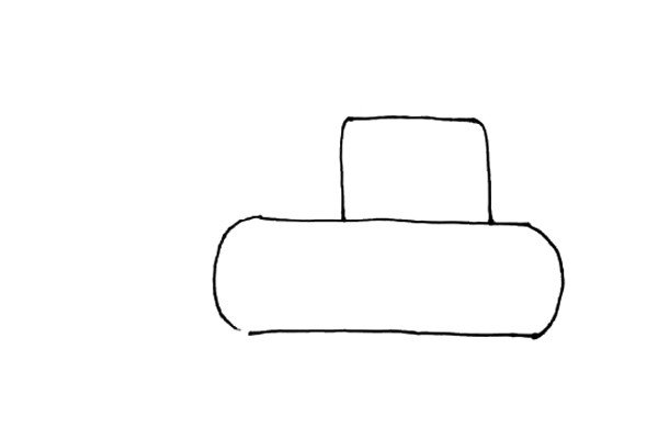 第二步：上方画一个正方形，作为坦克的主体部分。