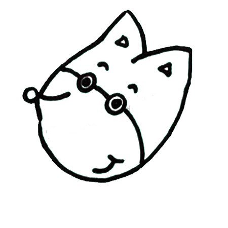 2.耳朵里面加上小三角，然后画圆圆的鼻头，眼睛和玩玩的眉毛、嘴巴，给小松鼠带上眼镜。