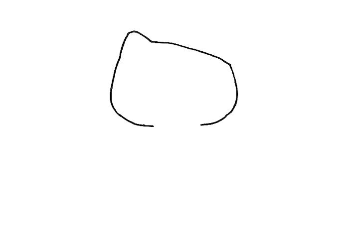 2.接着画出小猫的脸部轮廓。
