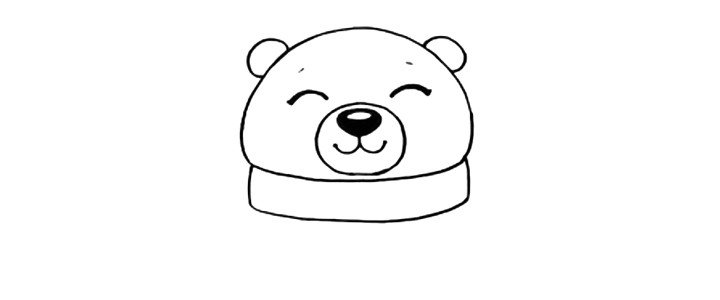 5.给北极熊画上开心的眼睛和眉毛。
