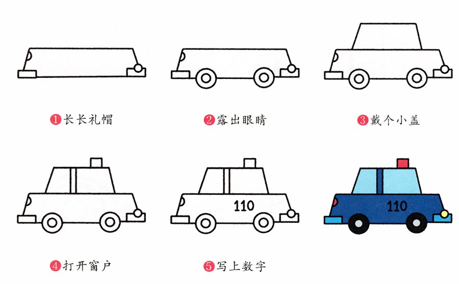 警车简笔画画法