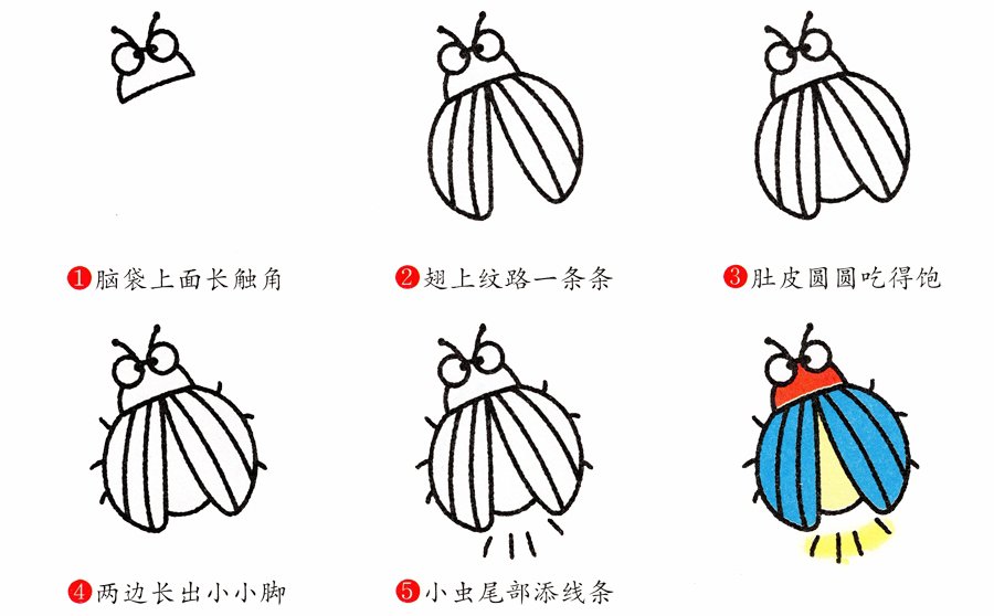 萤火虫简笔画画法